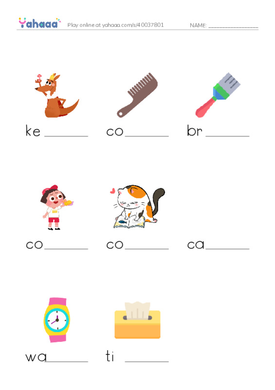 Finish the word worksheet for My Things Let's go 2 Unit 2