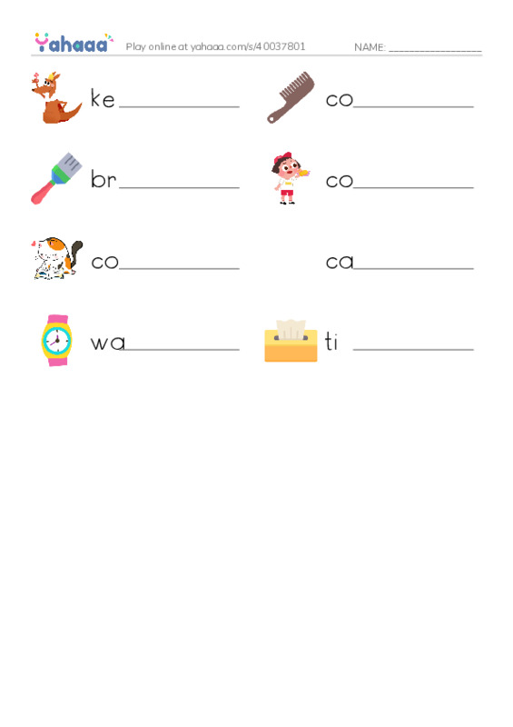 Write the word rows worksheet for My Things Let's go 2 Unit 2
