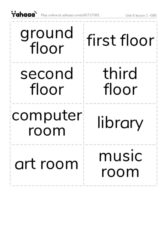 Word flashcards worksheet for Unit 6 lesson 1 -GB5