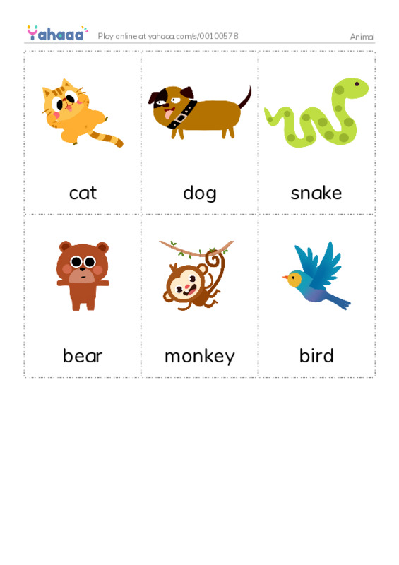 Picture flashcards worksheet for Animal