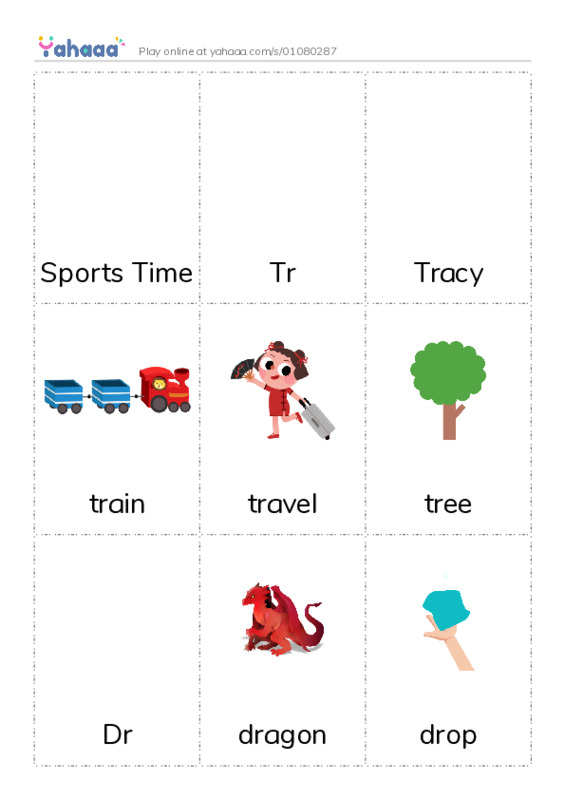Picture flashcards worksheet for Sports Time, Tr, Tracy and 14 more