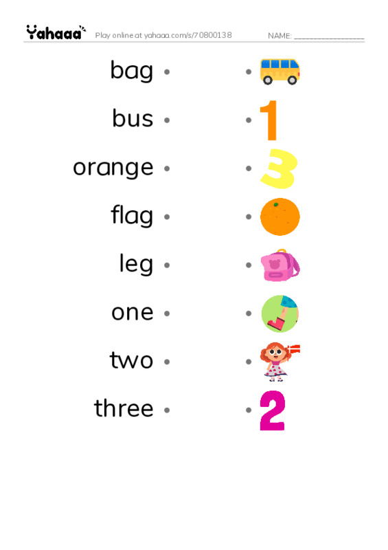 Draw a line to match worksheet for Unit 3
