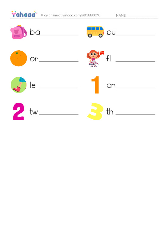 Write the word rows worksheet for Unit 3