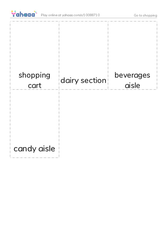 Picture flashcards worksheet for Go to shopping
