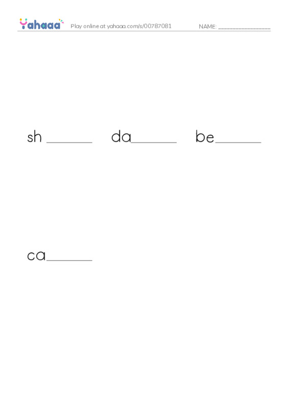 Finish the word worksheet for Go to shopping