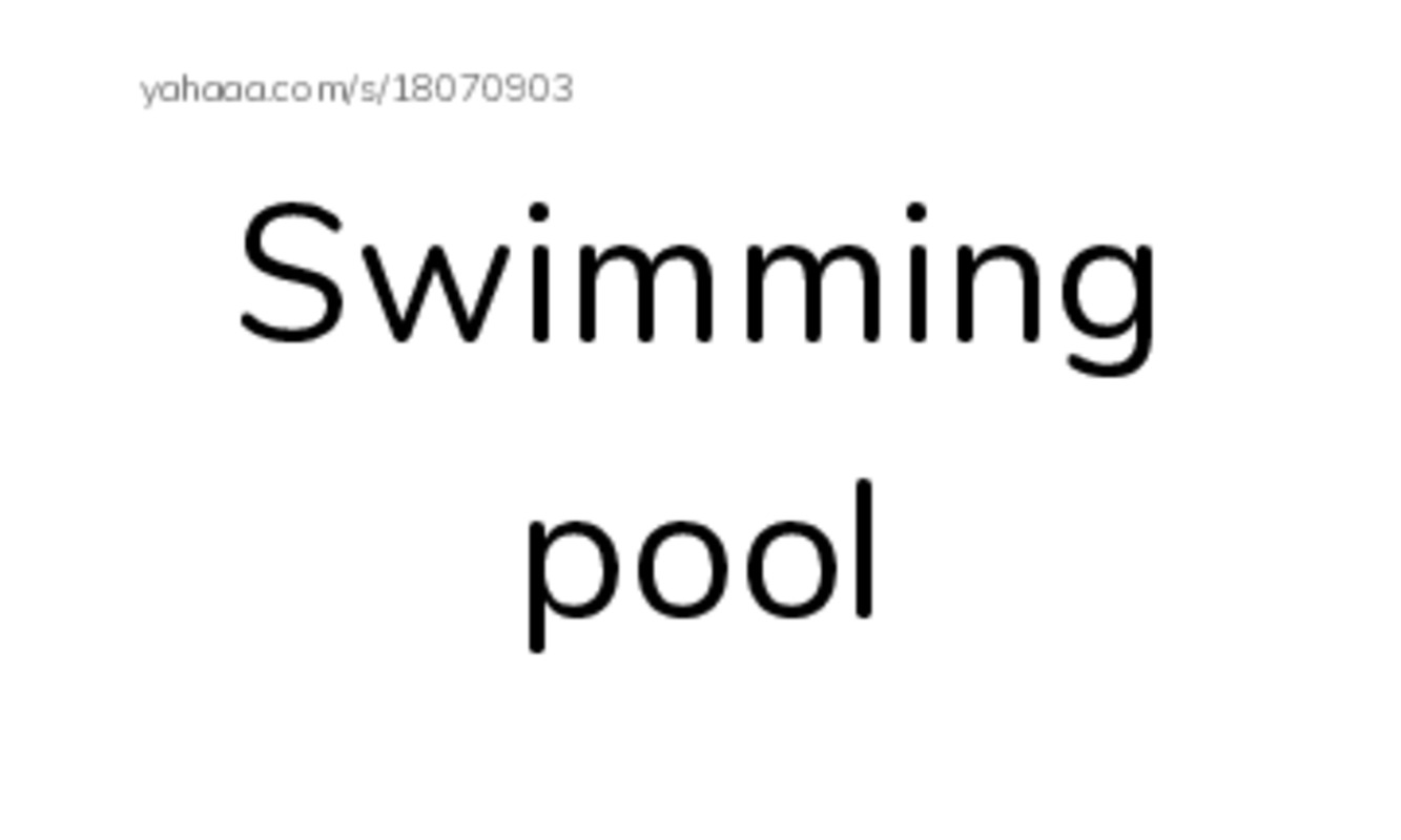 Index cards, words only worksheet for Swimming pool, Swim, swim and 9 more