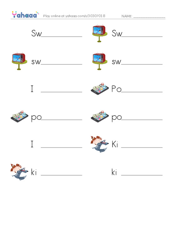 Write the word rows worksheet for Swimming pool, Swim, swim and 9 more
