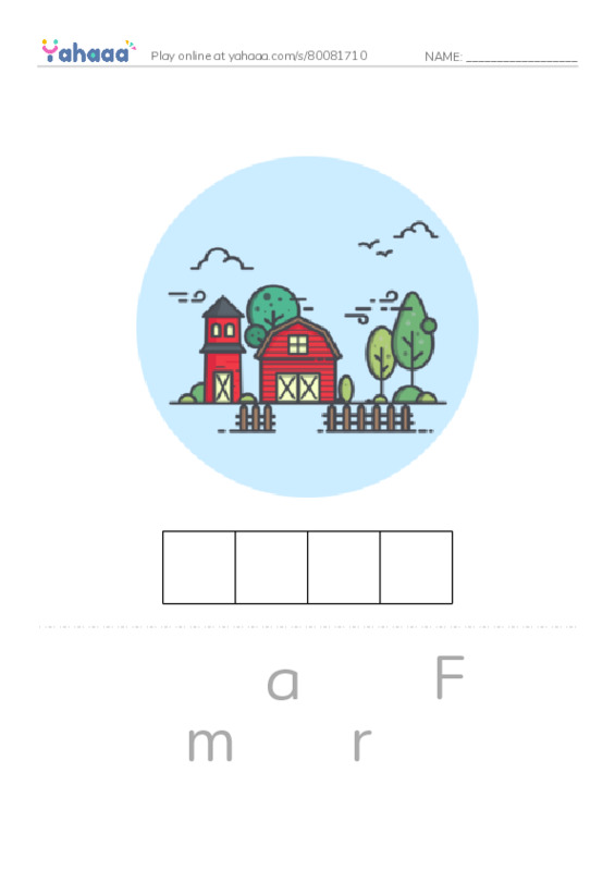 Letter scramble puzzle worksheet for Grade 1 Unit 5 lessons 1,2