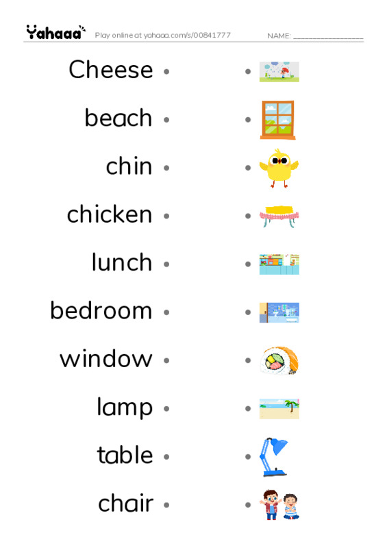Draw a line to match worksheet for Grade 2 Unit 6