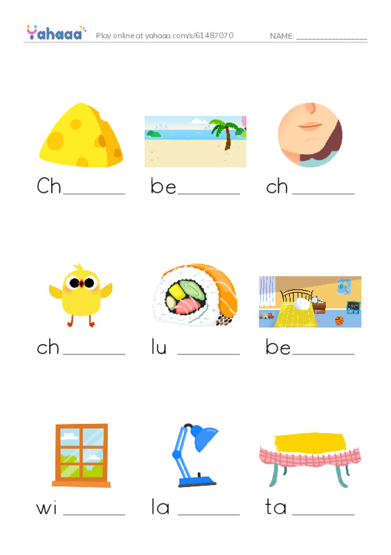 Finish the word worksheet for Grade 2 Unit 6