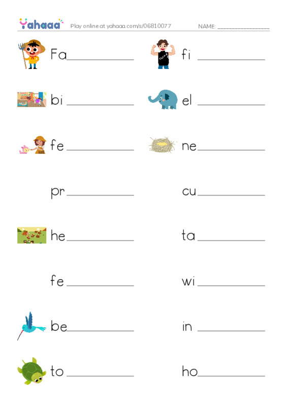 Write the word rows worksheet for Omar plus 2