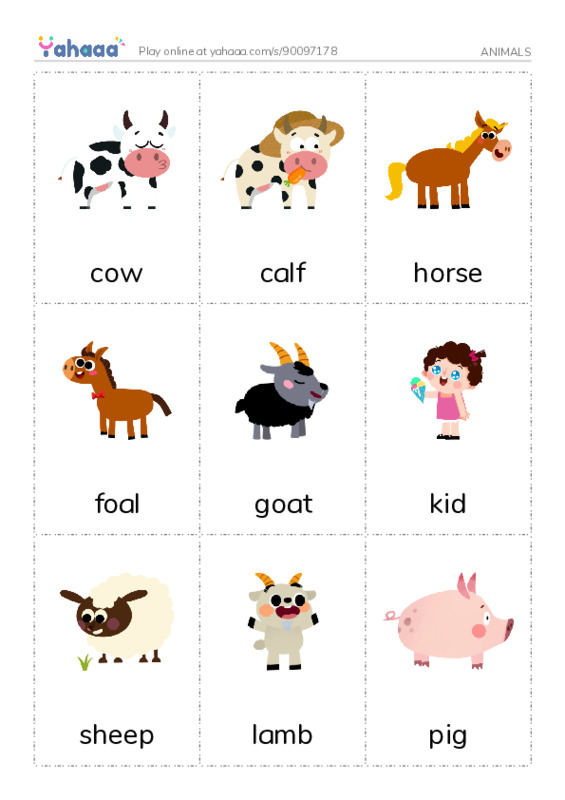 Picture flashcards worksheet for ANIMALS