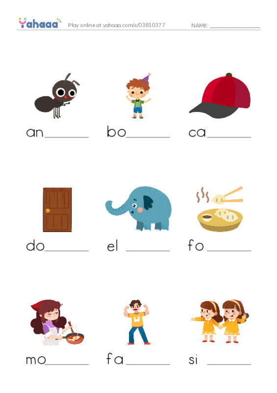 Finish the word worksheet for Unit 1-5 I learn 1