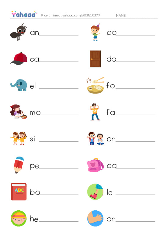 Write the word rows worksheet for Unit 1-5 I learn 1