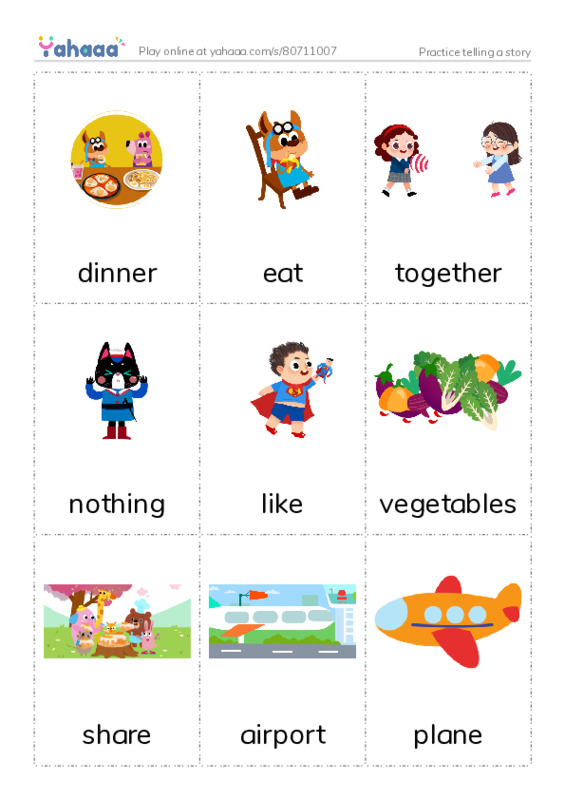 Picture flashcards worksheet for Practice telling a story