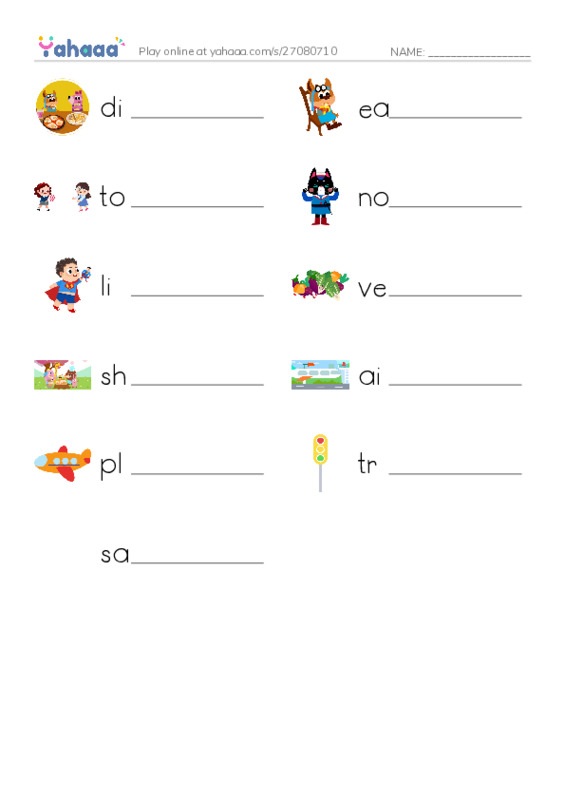 Write the word rows worksheet for Practice telling a story