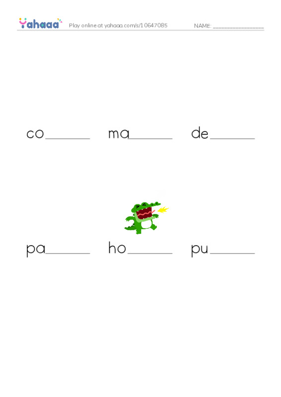 Finish the word worksheet for coyotes, mammals, dens and 3 more