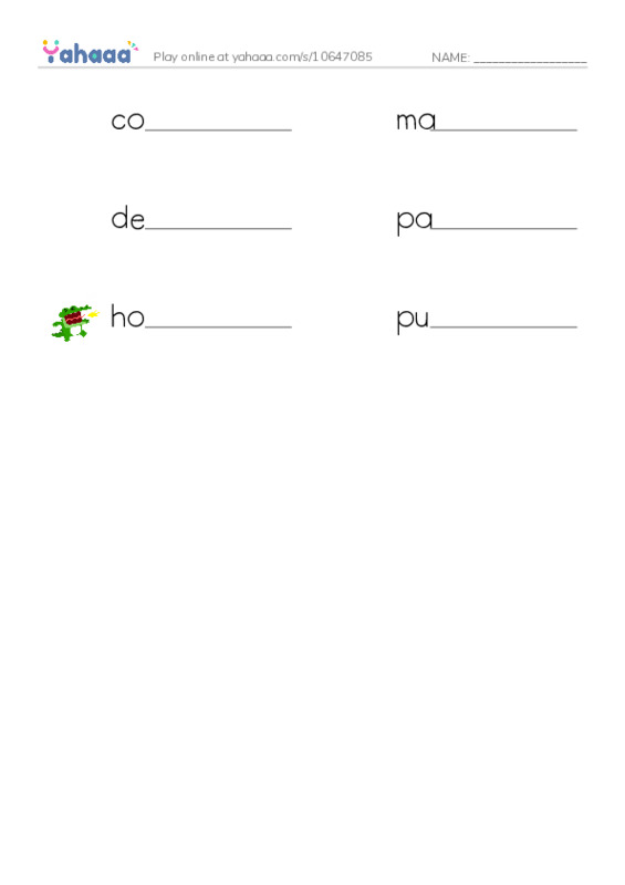 Write the word rows worksheet for coyotes, mammals, dens and 3 more