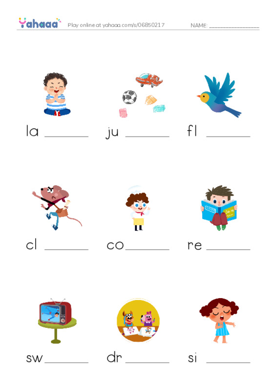 Finish the word worksheet for Can
