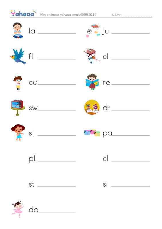 Write the word rows worksheet for Can