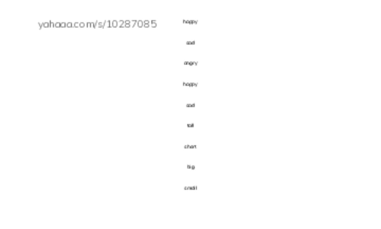 Index cards, words only worksheet for easy adjectives
