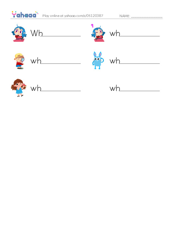 Write the word rows worksheet for Wh questions