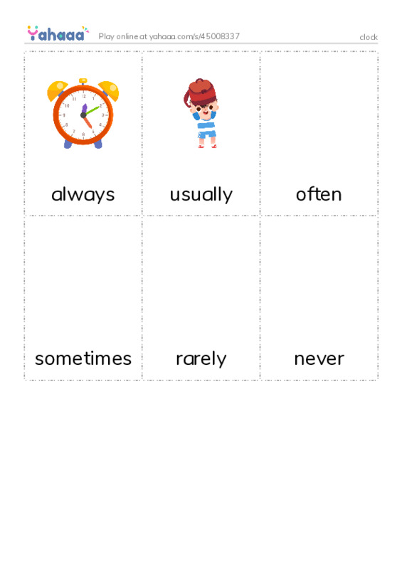 Picture flashcards worksheet for clock