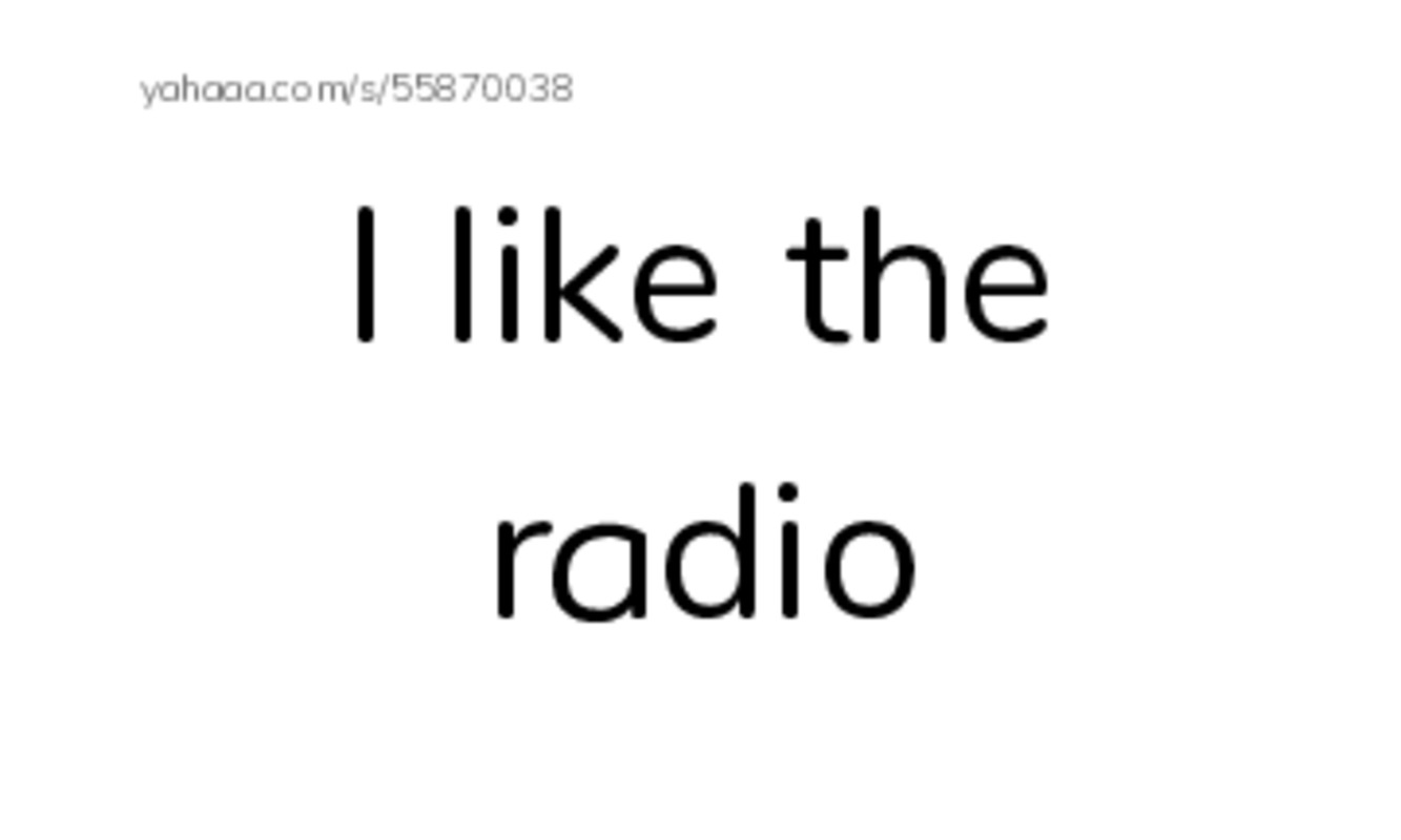 Index cards, words only worksheet for I like the radio, Radio, radio and 10 more