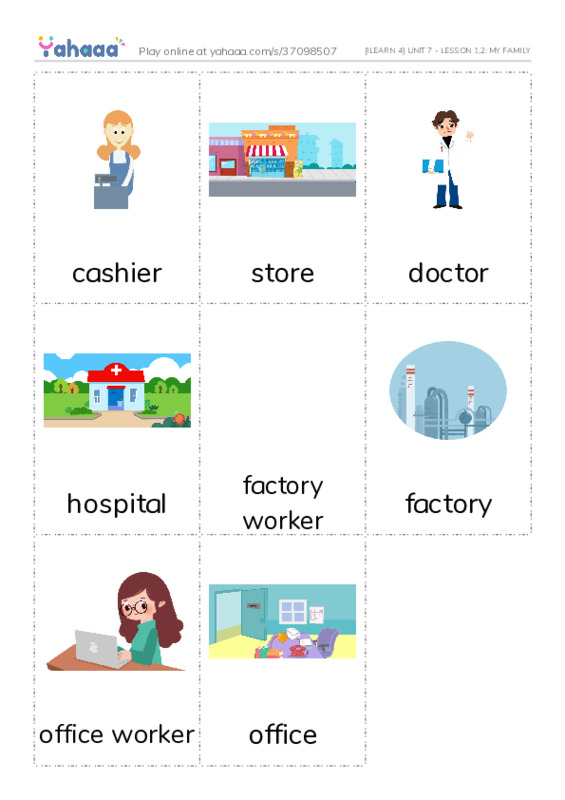 Picture flashcards worksheet for [ILEARN 4] UNIT 7 - LESSON 1,2: MY FAMILY