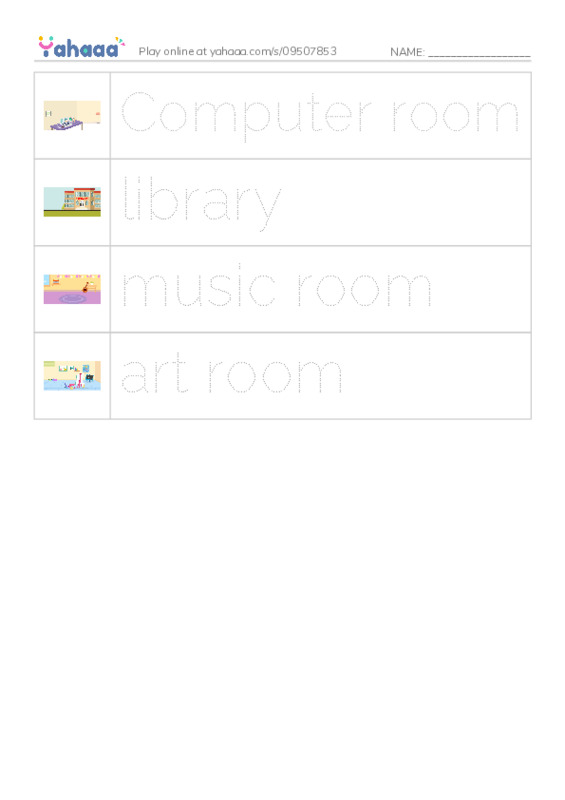 Picture and word rows worksheet for school