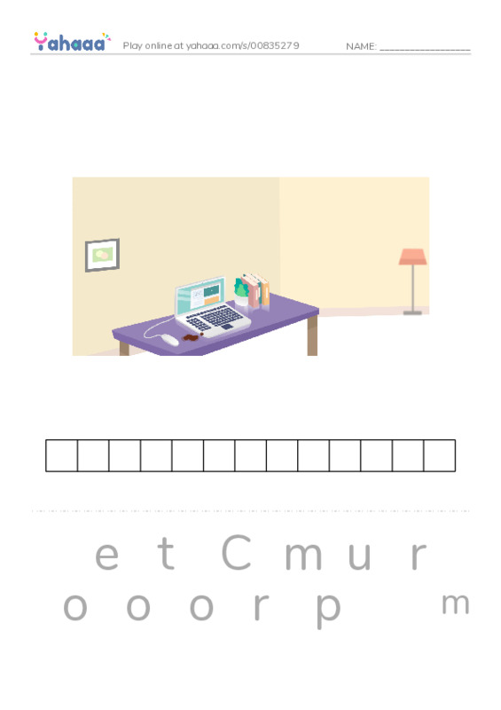 Letter scramble puzzle worksheet for school