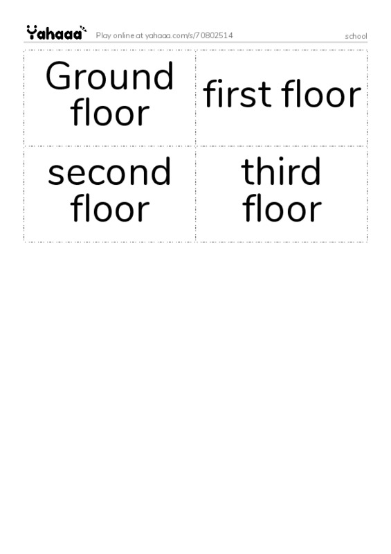 Word flashcards worksheet for school