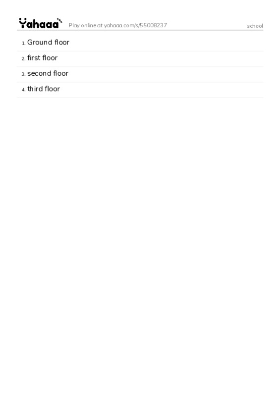 Word list with meanings worksheet for school
