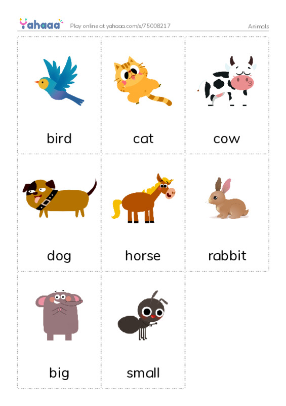 Picture flashcards worksheet for Animals