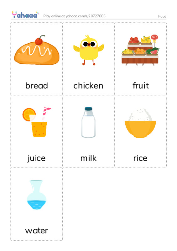 Picture flashcards worksheet for Food