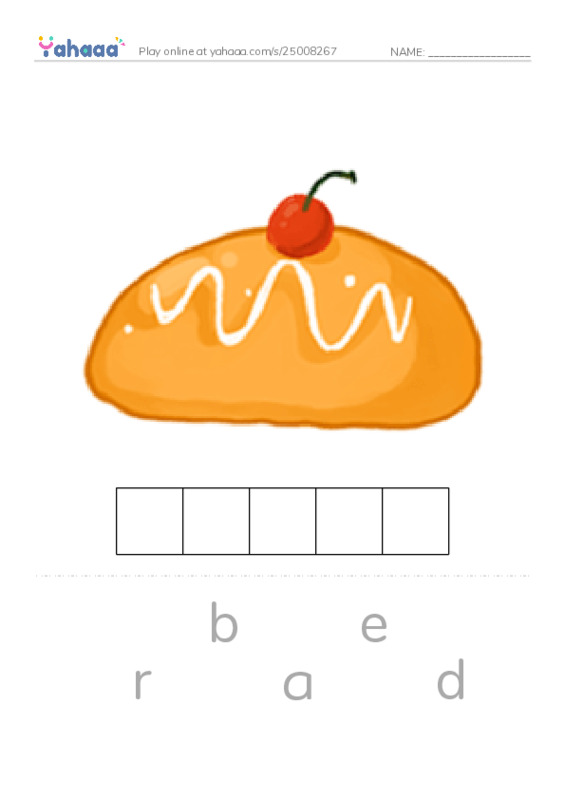 Letter scramble puzzle worksheet for Food