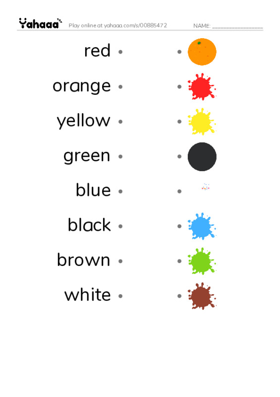 Draw a line to match worksheet for colours