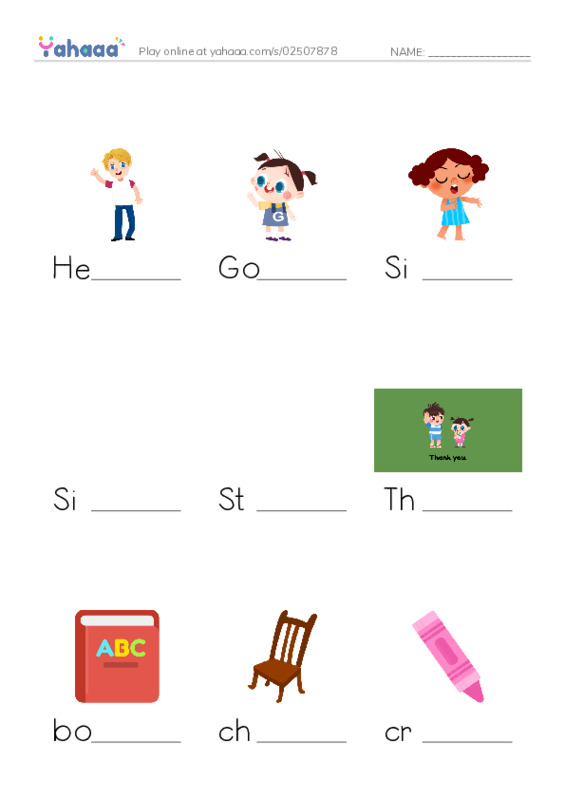 Finish the word worksheet for Vocab