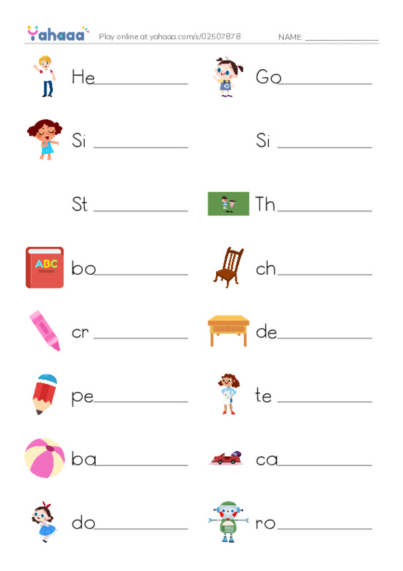 Write the word rows worksheet for Vocab