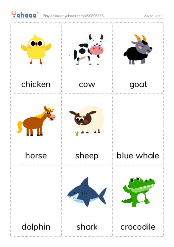 Picture flashcards worksheet for Vocab unit 3