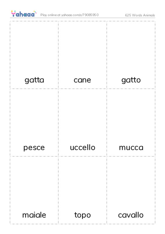 Picture flashcards worksheet for 625 Words Animals