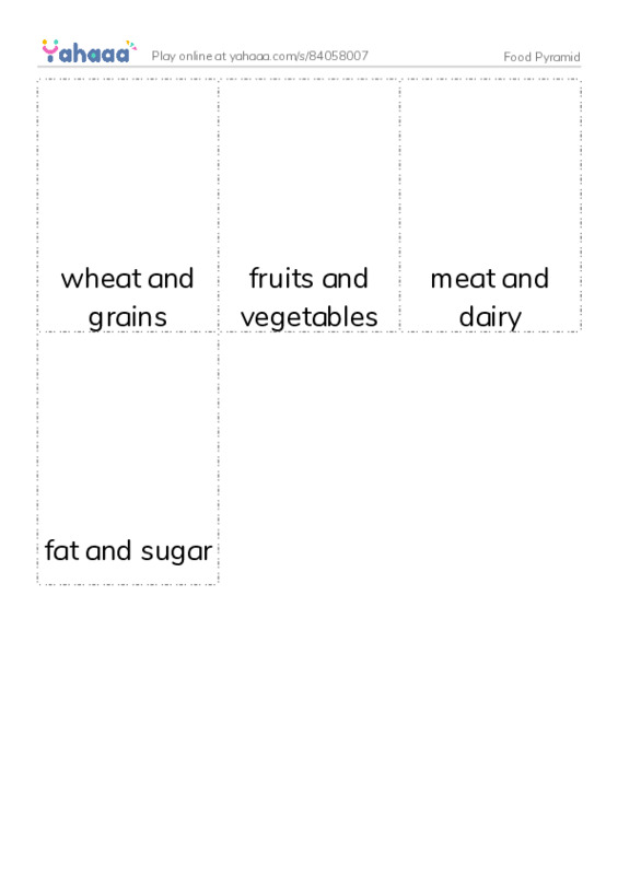 Picture flashcards worksheet for Food Pyramid