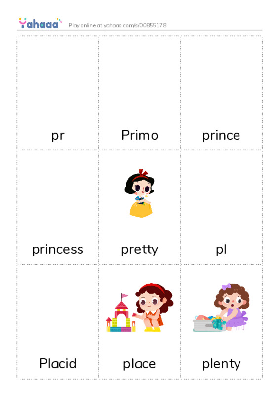 Picture flashcards worksheet for pr, Primo, prince and 8 more