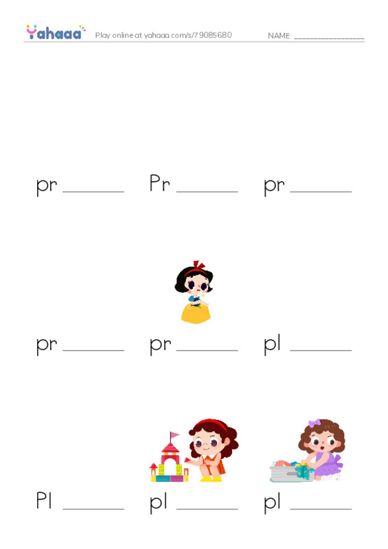 Finish the word worksheet for pr, Primo, prince and 8 more