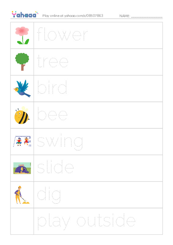 Picture and word rows worksheet for What I like (RAZ level A)
