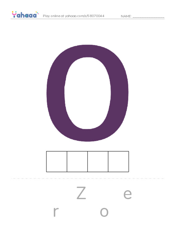 Letter scramble puzzle worksheet for Numbers 0-10
