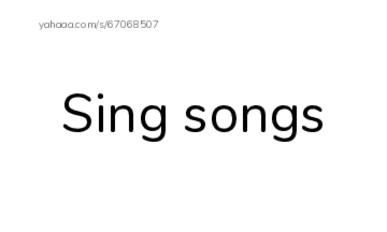 Index cards, words only worksheet for Sing songs, Song, song and 10 more