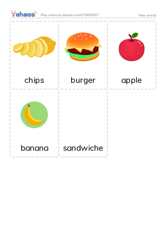 Picture flashcards worksheet for New words