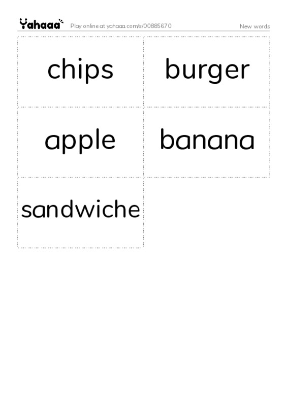 Word flashcards worksheet for New words