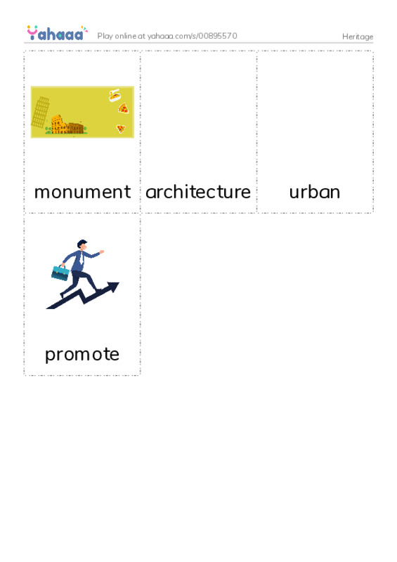 Picture flashcards worksheet for Heritage